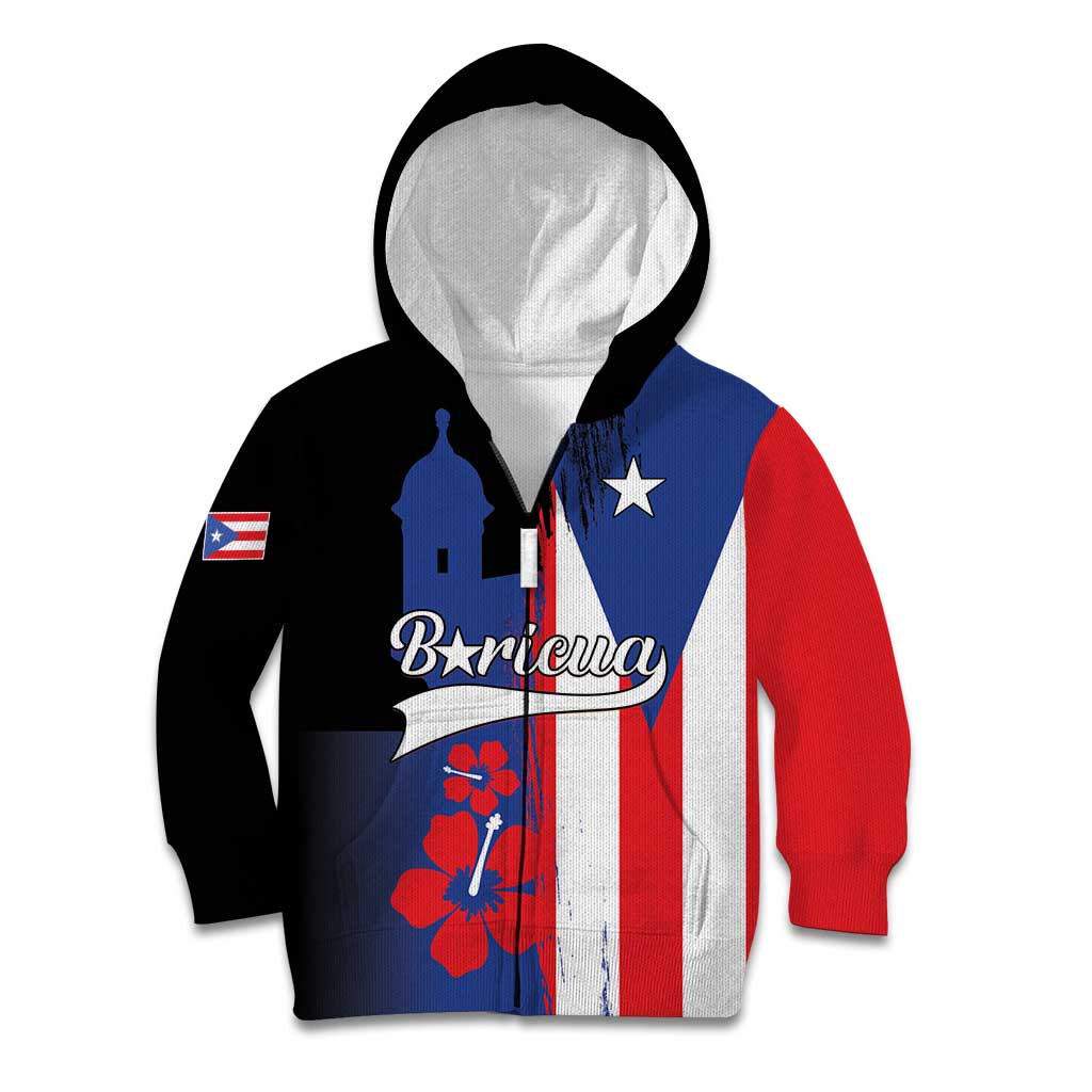 Personalized Boricua Kid Hoodie Puerto Rico El Morro Flag Style - Wonder Print Shop