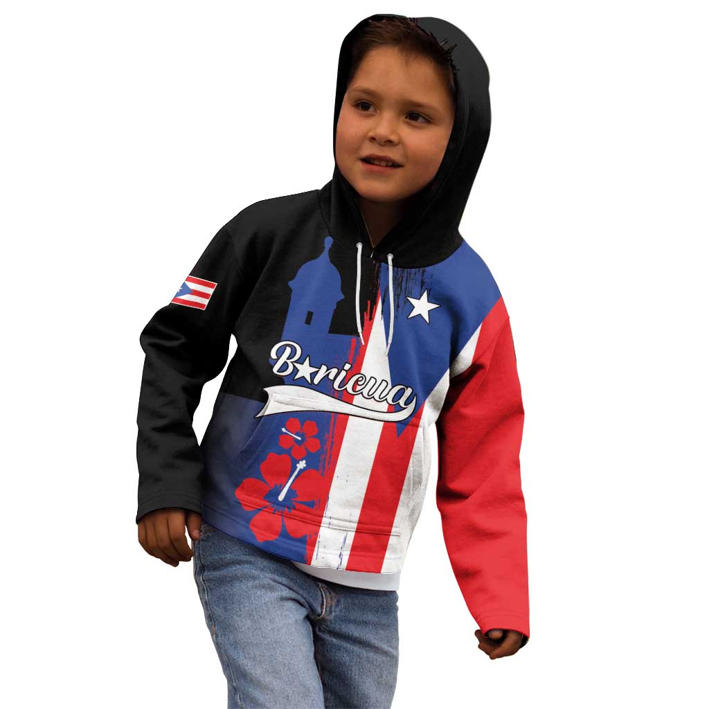 Personalized Boricua Kid Hoodie Puerto Rico El Morro Flag Style - Wonder Print Shop