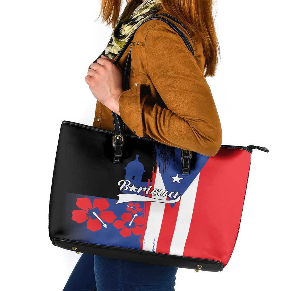 Boricua Leather Tote Bag Puerto Rico El Morro Flag Style - Wonder Print Shop