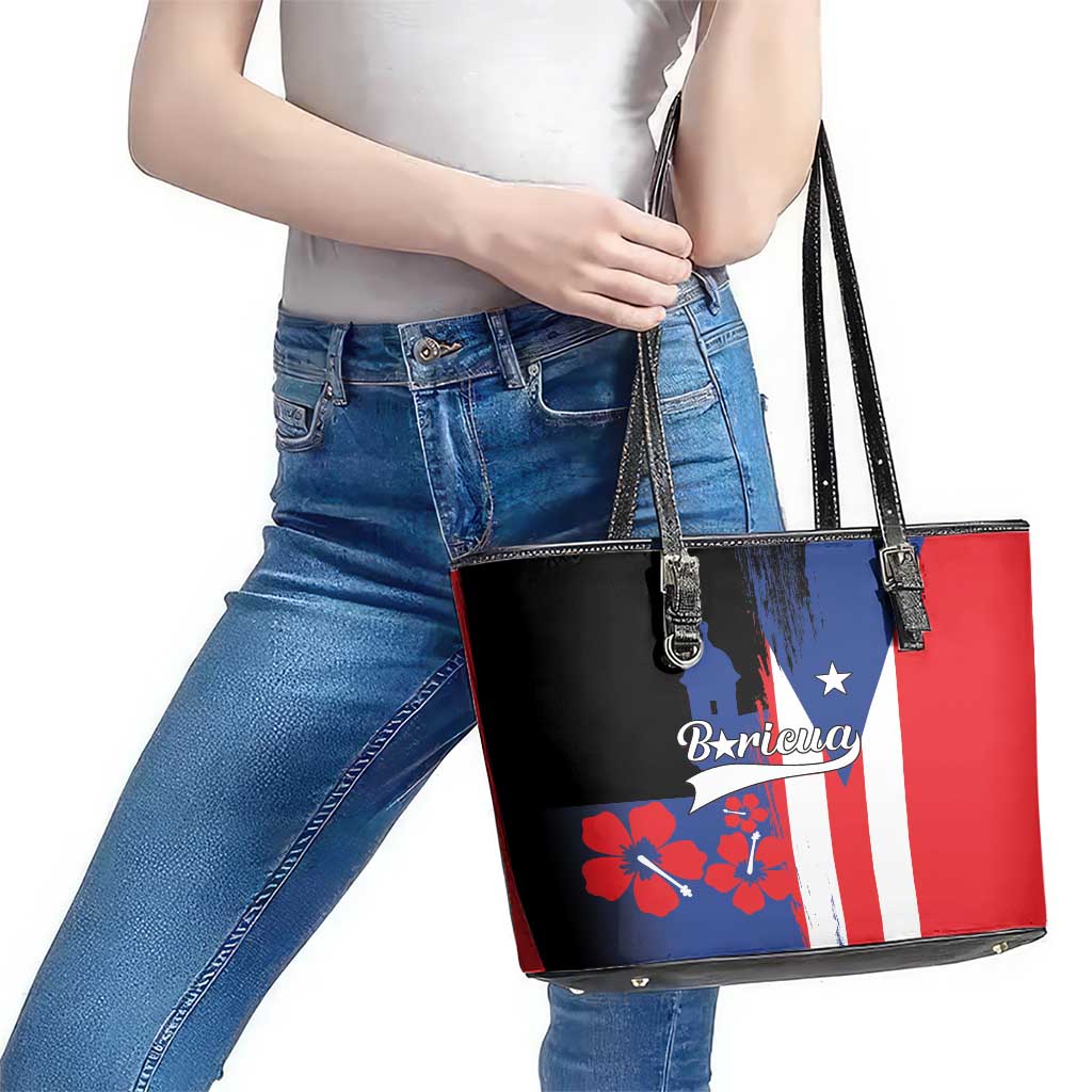 Boricua Leather Tote Bag Puerto Rico El Morro Flag Style - Wonder Print Shop