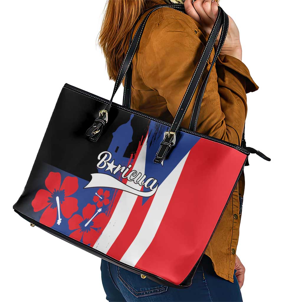 Boricua Leather Tote Bag Puerto Rico El Morro Flag Style - Wonder Print Shop