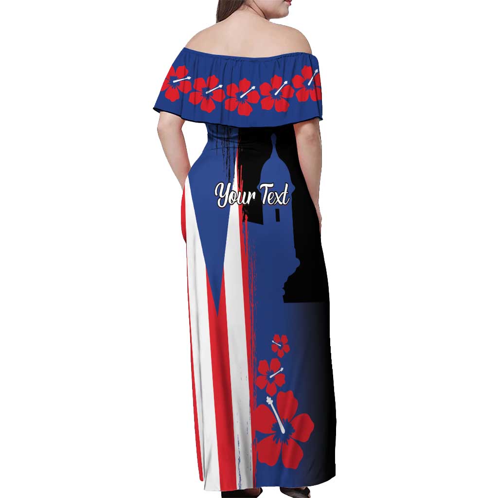 Personalized Boricua Off Shoulder Maxi Dress Puerto Rico El Morro Flag Style - Wonder Print Shop