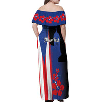 Personalized Boricua Off Shoulder Maxi Dress Puerto Rico El Morro Flag Style - Wonder Print Shop