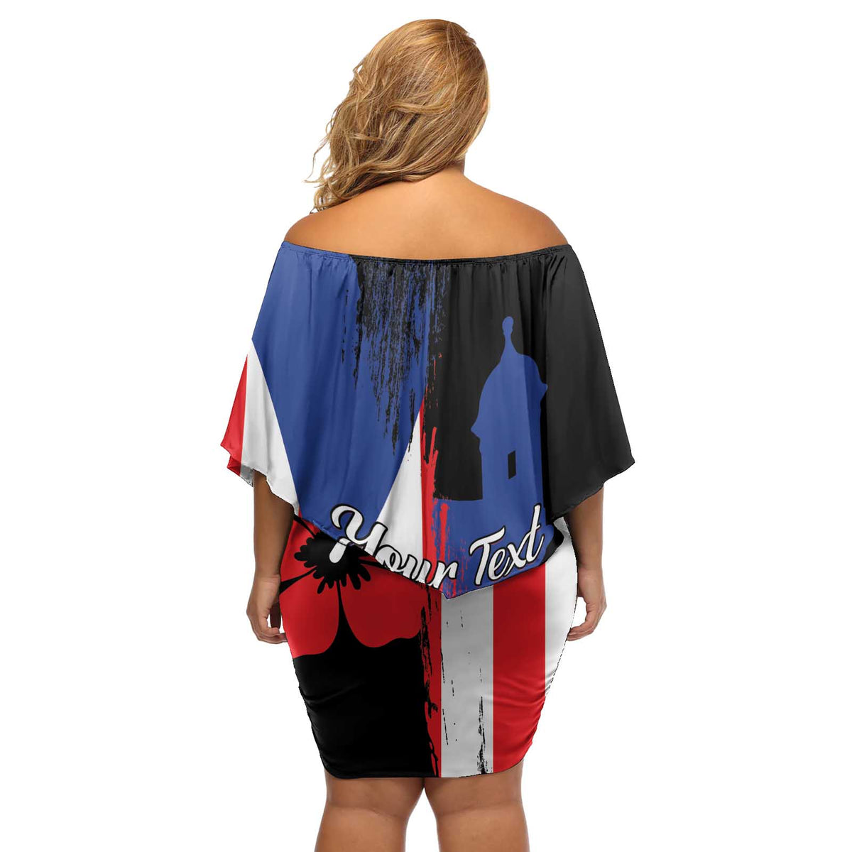 Personalized Boricua Off Shoulder Short Dress Puerto Rico El Morro Flag Style - Wonder Print Shop