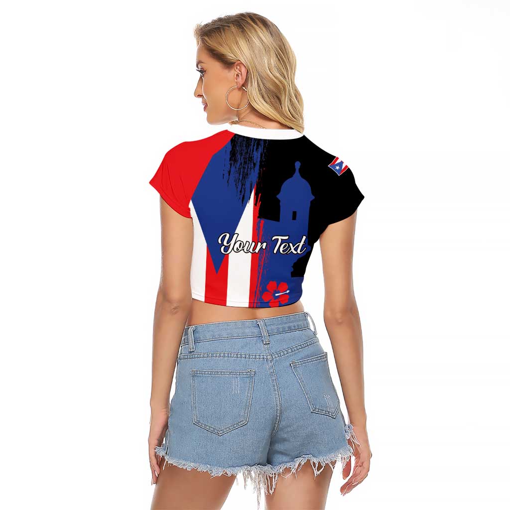 Personalized Boricua Raglan Cropped T Shirt Puerto Rico El Morro Flag Style - Wonder Print Shop