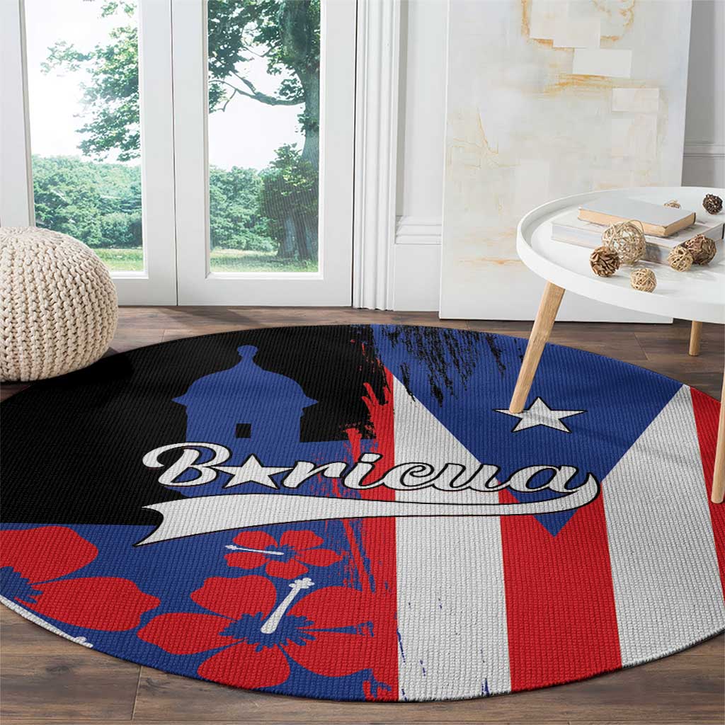 Boricua Round Carpet Puerto Rico El Morro Flag Style