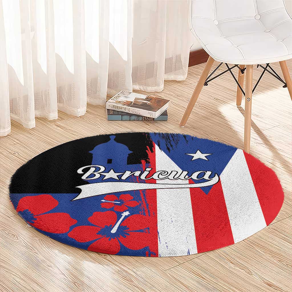 Boricua Round Carpet Puerto Rico El Morro Flag Style