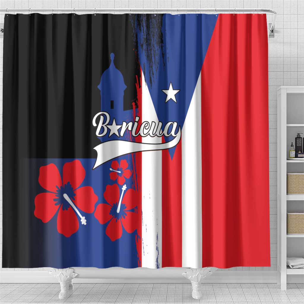 Boricua Shower Curtain Puerto Rico El Morro Flag Style
