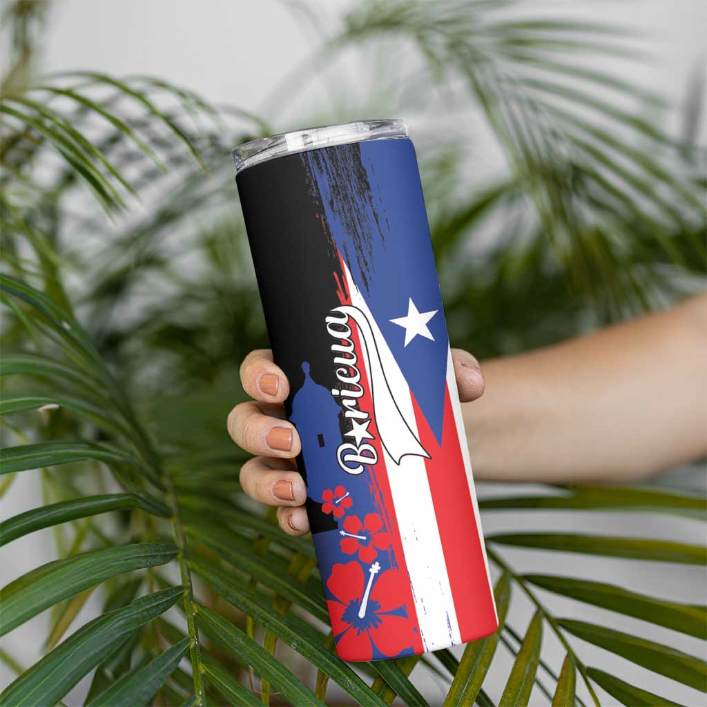 Personalized Boricua Skinny Tumbler Puerto Rico El Morro Flag Style - Wonder Print Shop