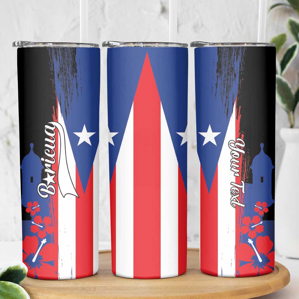 Personalized Boricua Skinny Tumbler Puerto Rico El Morro Flag Style - Wonder Print Shop