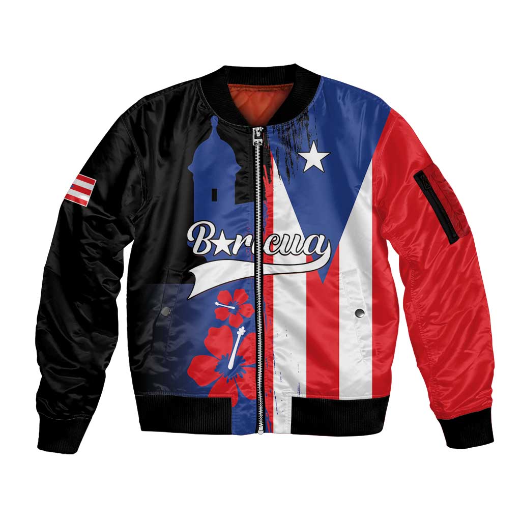 Personalized Boricua Sleeve Zip Bomber Jacket Puerto Rico El Morro Flag Style - Wonder Print Shop