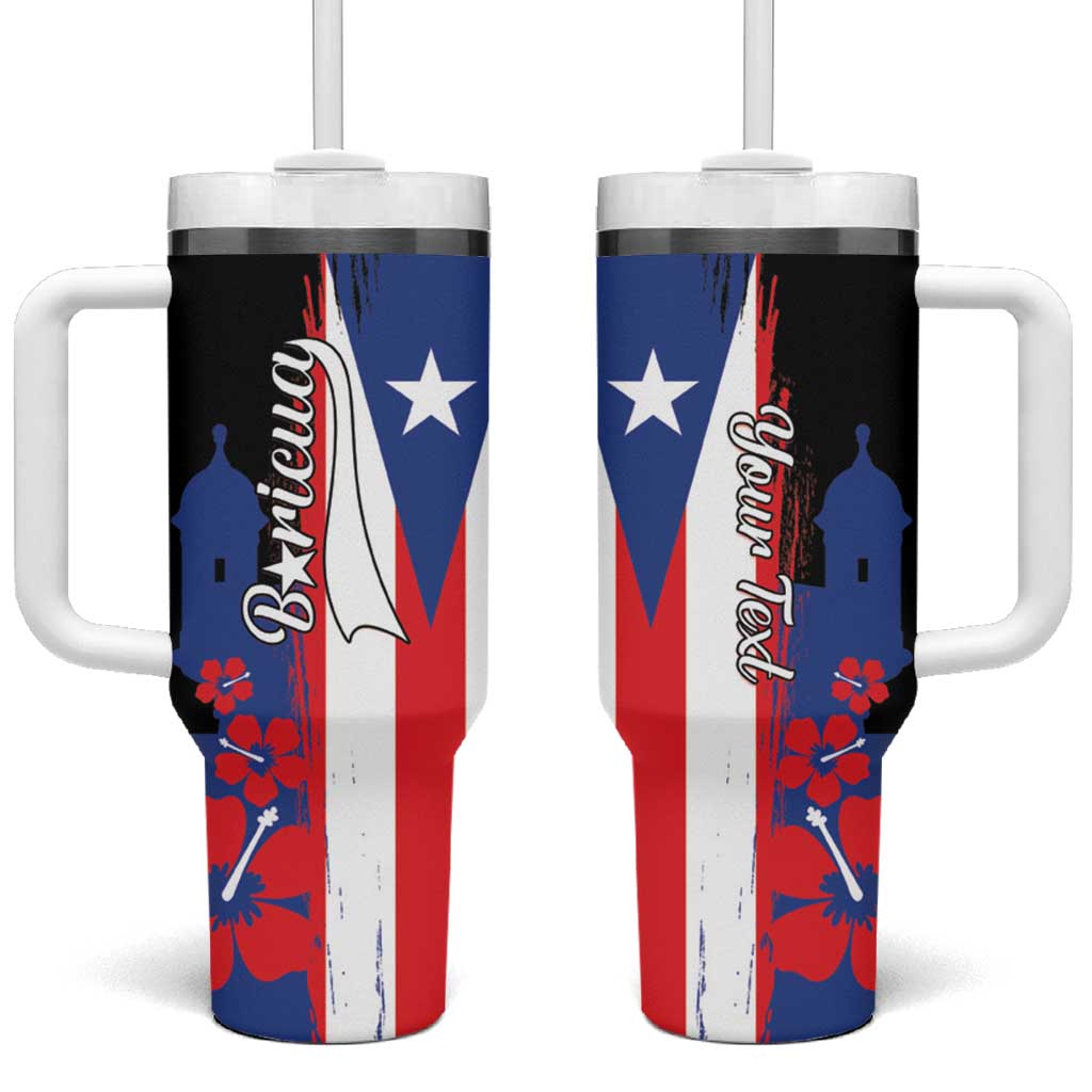 Personalized Boricua Tumbler With Handle Puerto Rico El Morro Flag Style - Wonder Print Shop
