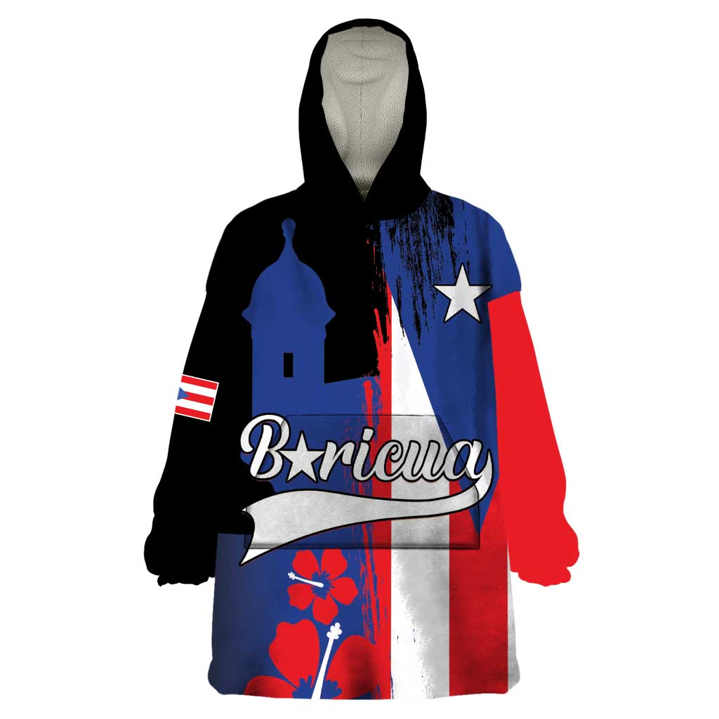 Personalized Boricua Wearable Blanket Hoodie Puerto Rico El Morro Flag Style - Wonder Print Shop