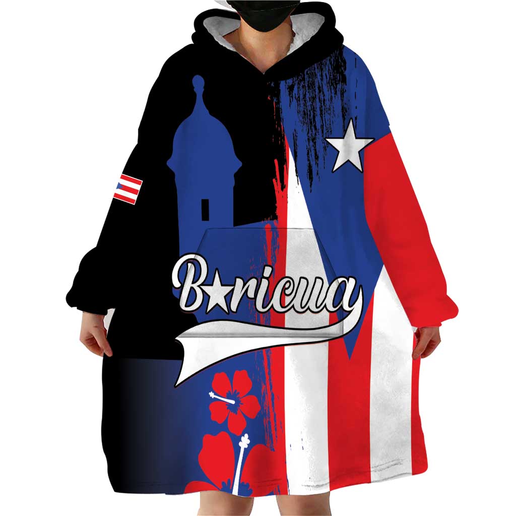 Personalized Boricua Wearable Blanket Hoodie Puerto Rico El Morro Flag Style - Wonder Print Shop