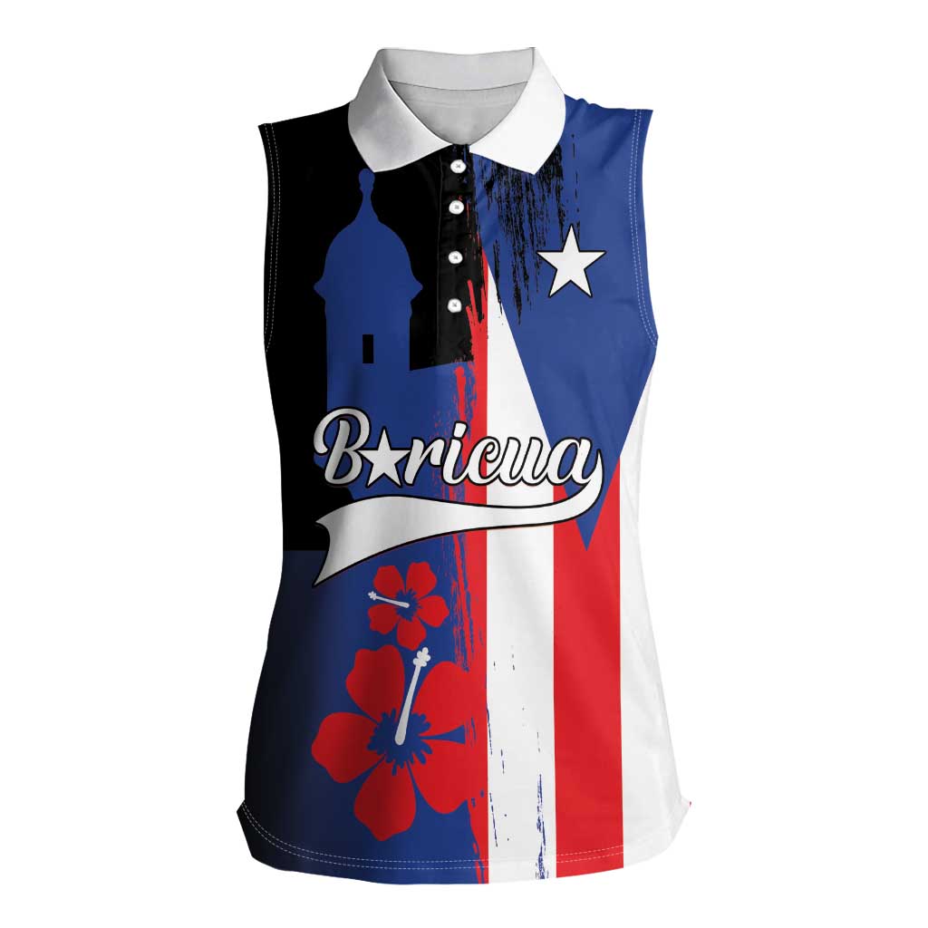 Personalized Boricua Women Sleeveless Polo Shirt Puerto Rico El Morro Flag Style - Wonder Print Shop