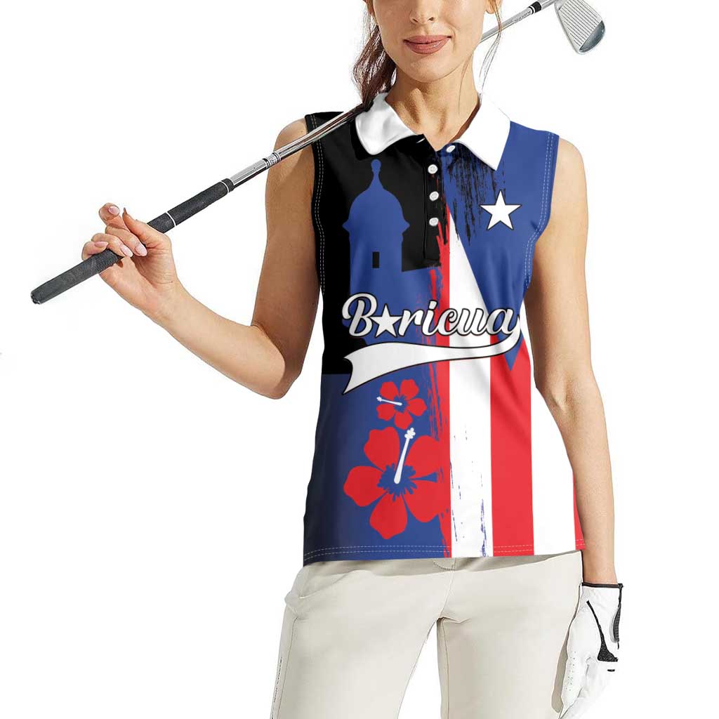 Personalized Boricua Women Sleeveless Polo Shirt Puerto Rico El Morro Flag Style - Wonder Print Shop