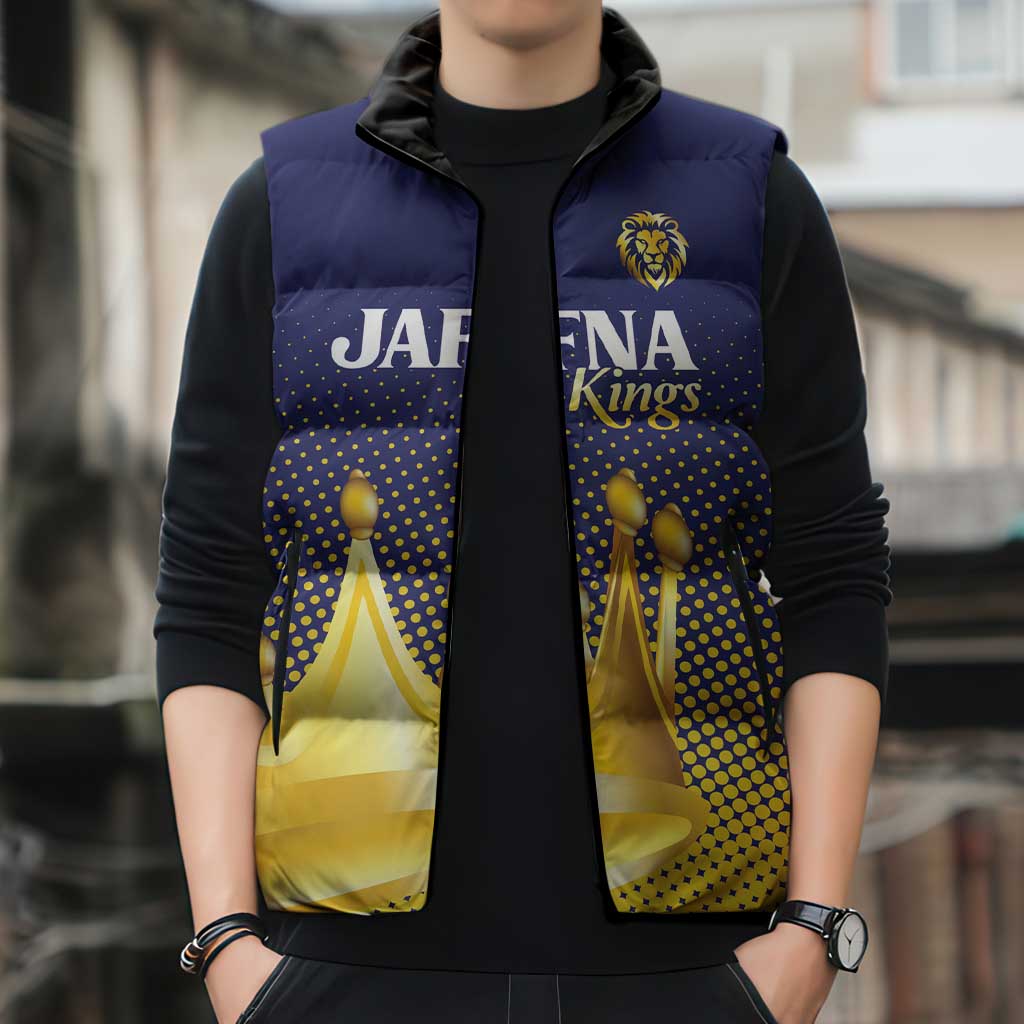 Custom Jaffna Cricket Kings Sleeveless Puffer Jacket The Kings Of The North - Wonder Print Shop