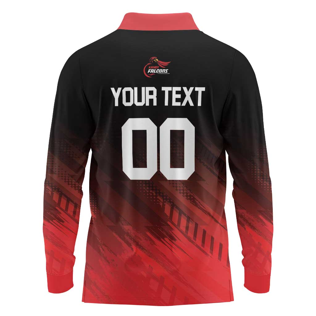 Custom Kandy Cricket Falcons Long Sleeve Polo Shirt Ready to Roar and Soar - Wonder Print Shop