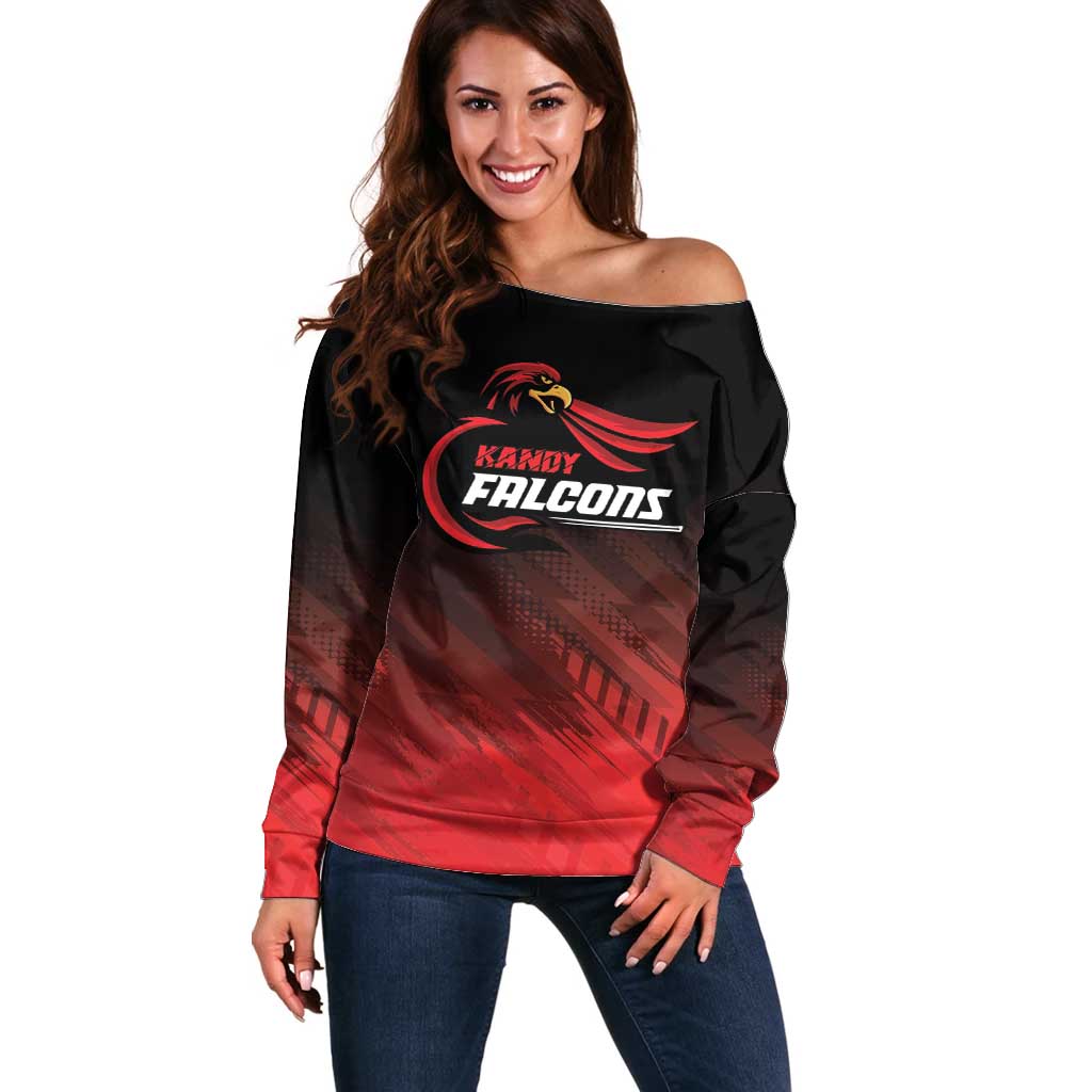Custom Kandy Cricket Falcons Off Shoulder Sweater Ready to Roar and Soar - Wonder Print Shop