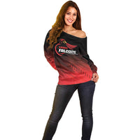 Custom Kandy Cricket Falcons Off Shoulder Sweater Ready to Roar and Soar - Wonder Print Shop