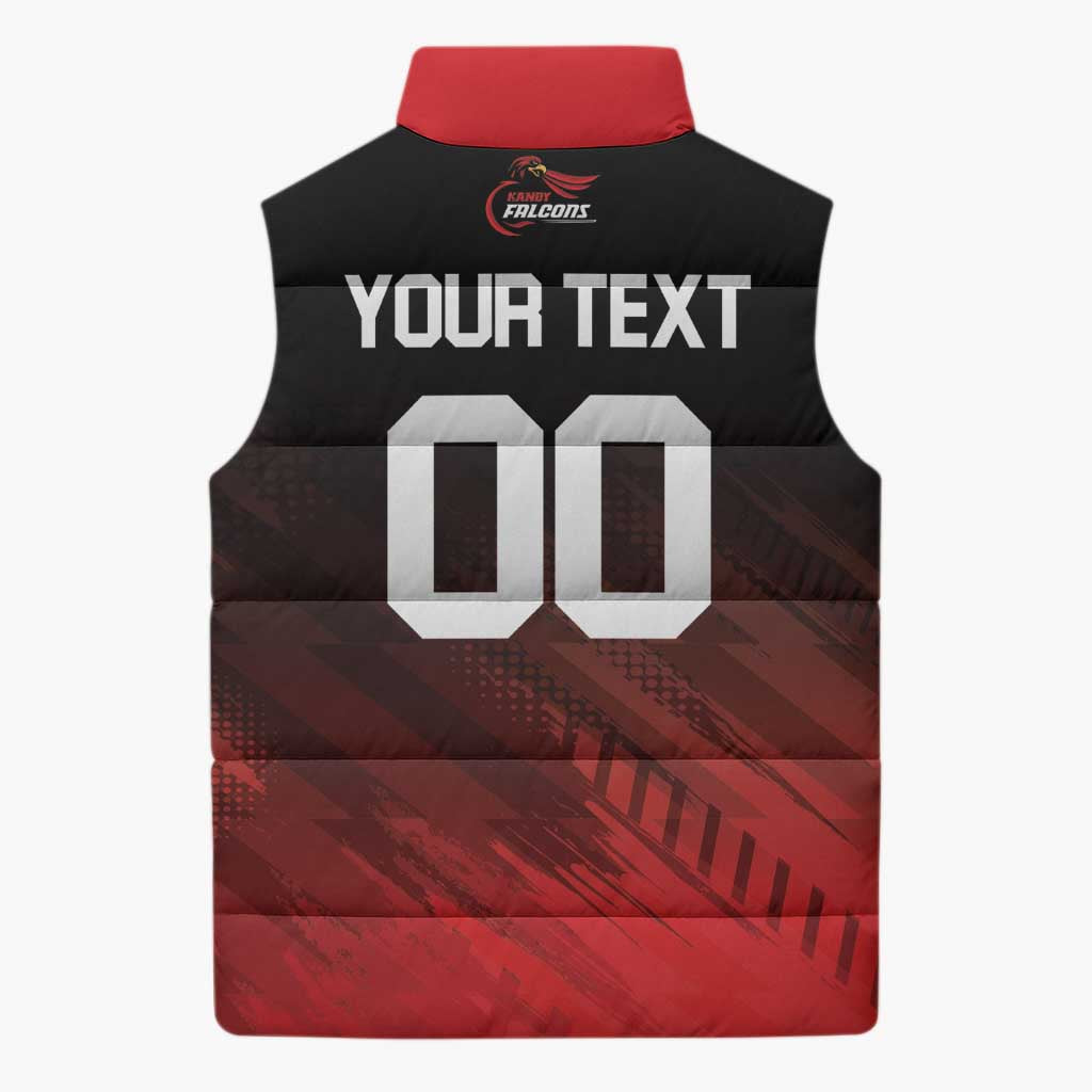 Custom Kandy Cricket Falcons Sleeveless Puffer Jacket Ready to Roar and Soar - Wonder Print Shop