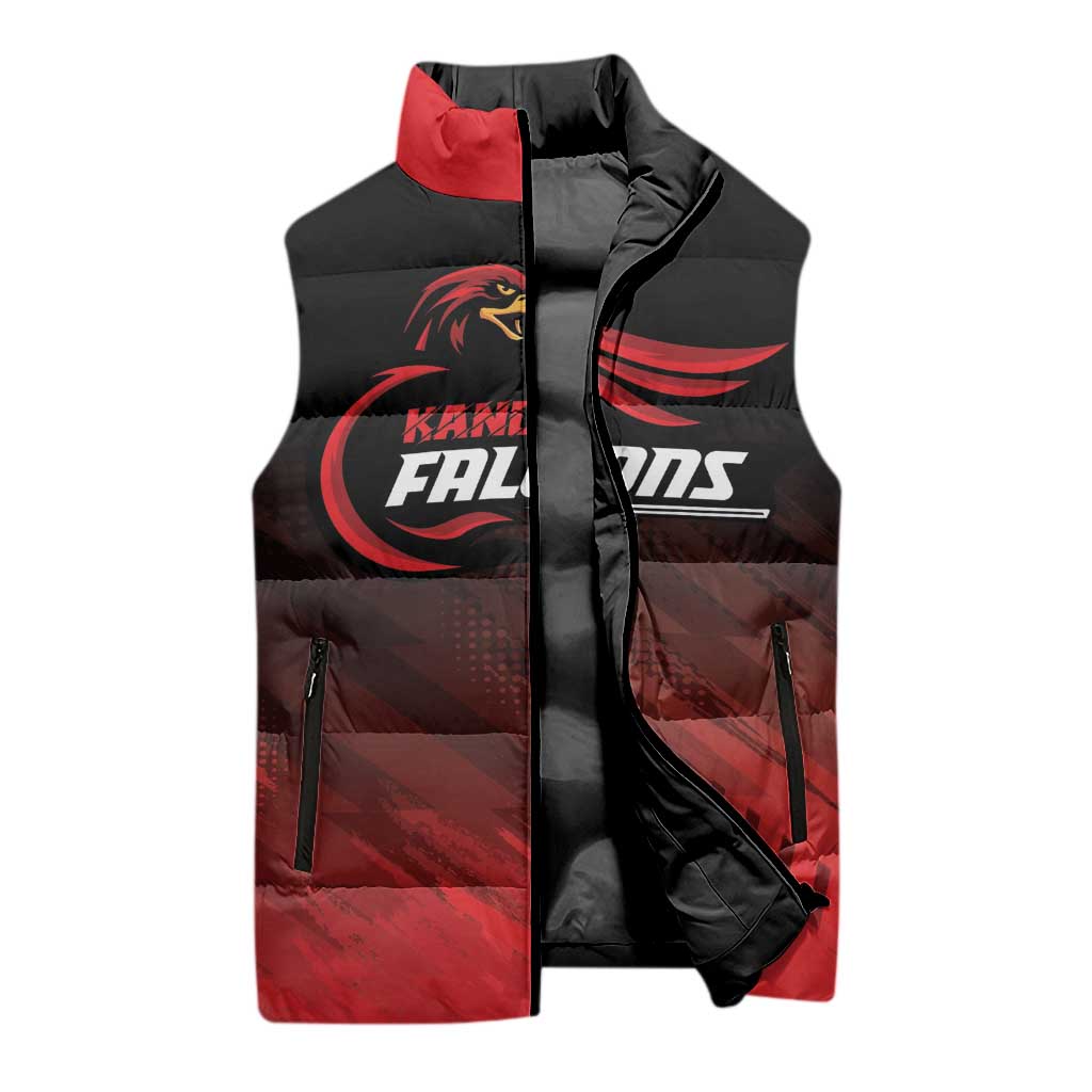 Custom Kandy Cricket Falcons Sleeveless Puffer Jacket Ready to Roar and Soar - Wonder Print Shop