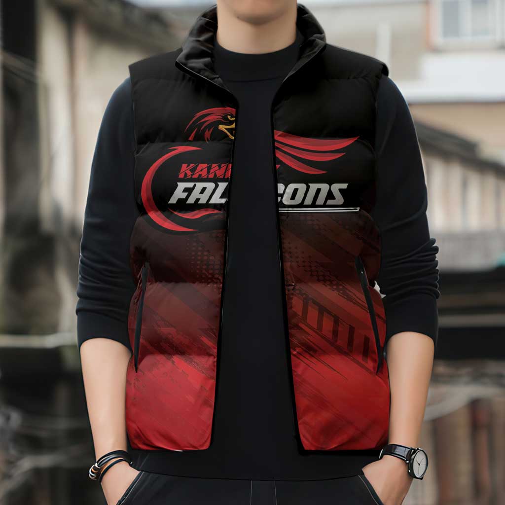 Custom Kandy Cricket Falcons Sleeveless Puffer Jacket Ready to Roar and Soar - Wonder Print Shop