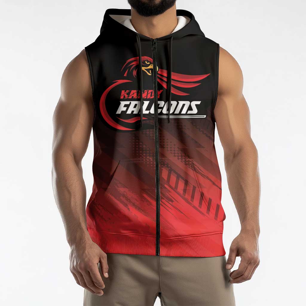 Custom Kandy Cricket Falcons Sleeveless Zip Hoodie Ready to Roar and Soar - Wonder Print Shop