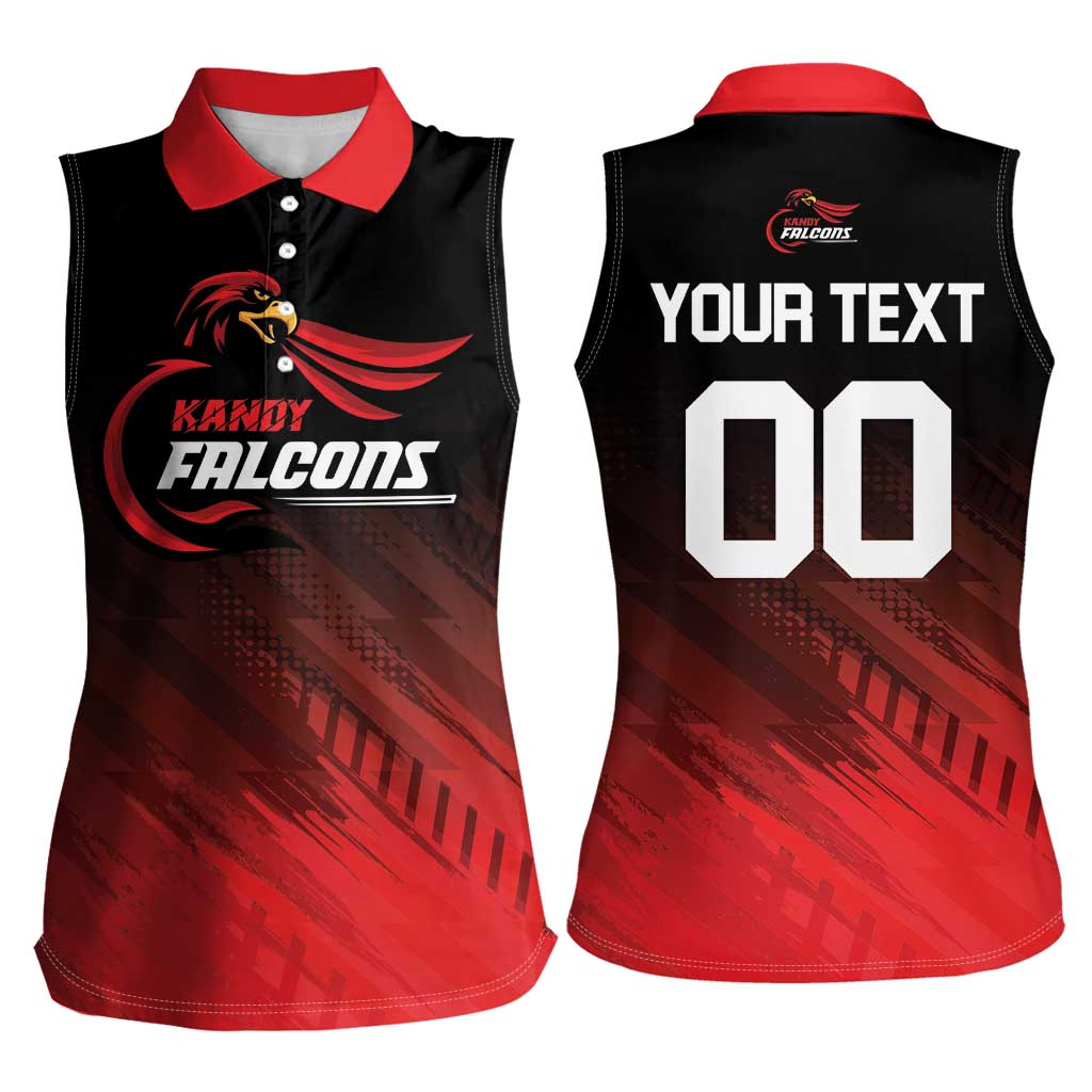 Custom Kandy Cricket Falcons Women Sleeveless Polo Shirt Ready to Roar and Soar - Wonder Print Shop