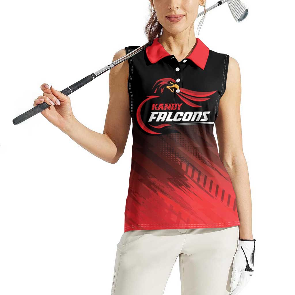 Custom Kandy Cricket Falcons Women Sleeveless Polo Shirt Ready to Roar and Soar - Wonder Print Shop