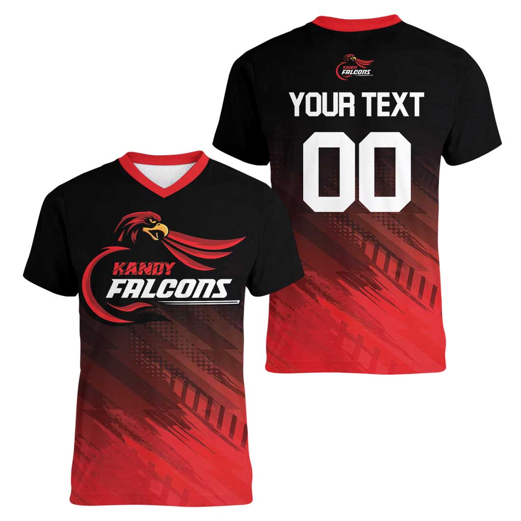 Custom Kandy Cricket Falcons Women V-Neck T-Shirt Ready to Roar and Soar - Wonder Print Shop