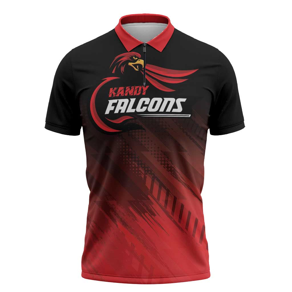 Custom Kandy Cricket Falcons Zipper Polo Shirt Ready to Roar and Soar - Wonder Print Shop