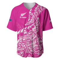 Custom New Zealand Rugby Silver Fern Baseball Jersey Aotearoa Kiwi Maori Pink Version - Wonder Print Shop
