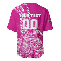 Custom New Zealand Rugby Silver Fern Baseball Jersey Aotearoa Kiwi Maori Pink Version - Wonder Print Shop