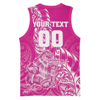 Custom New Zealand Rugby Silver Fern Basketball Jersey Aotearoa Kiwi Maori Pink Version - Wonder Print Shop