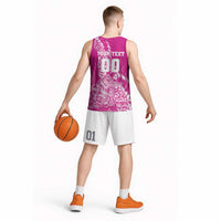 Custom New Zealand Rugby Silver Fern Basketball Jersey Aotearoa Kiwi Maori Pink Version - Wonder Print Shop