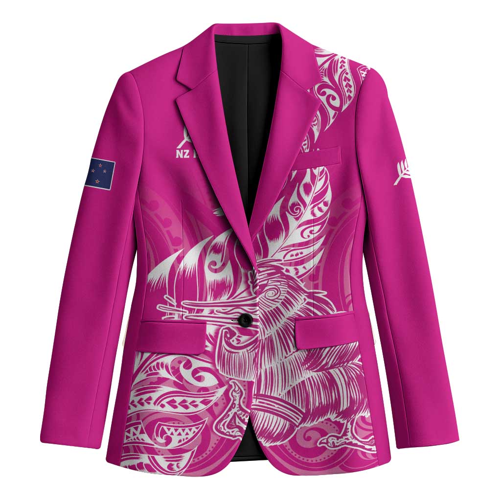 Custom New Zealand Rugby Silver Fern Blazer Aotearoa Kiwi Maori Pink Version - Wonder Print Shop