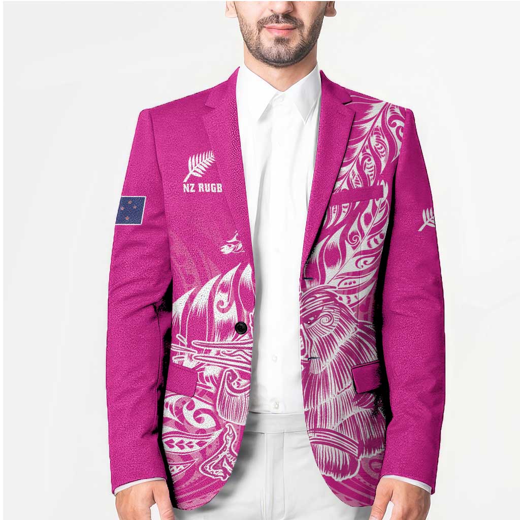 Custom New Zealand Rugby Silver Fern Blazer Aotearoa Kiwi Maori Pink Version - Wonder Print Shop