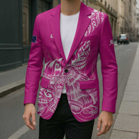 Custom New Zealand Rugby Silver Fern Blazer Aotearoa Kiwi Maori Pink Version - Wonder Print Shop
