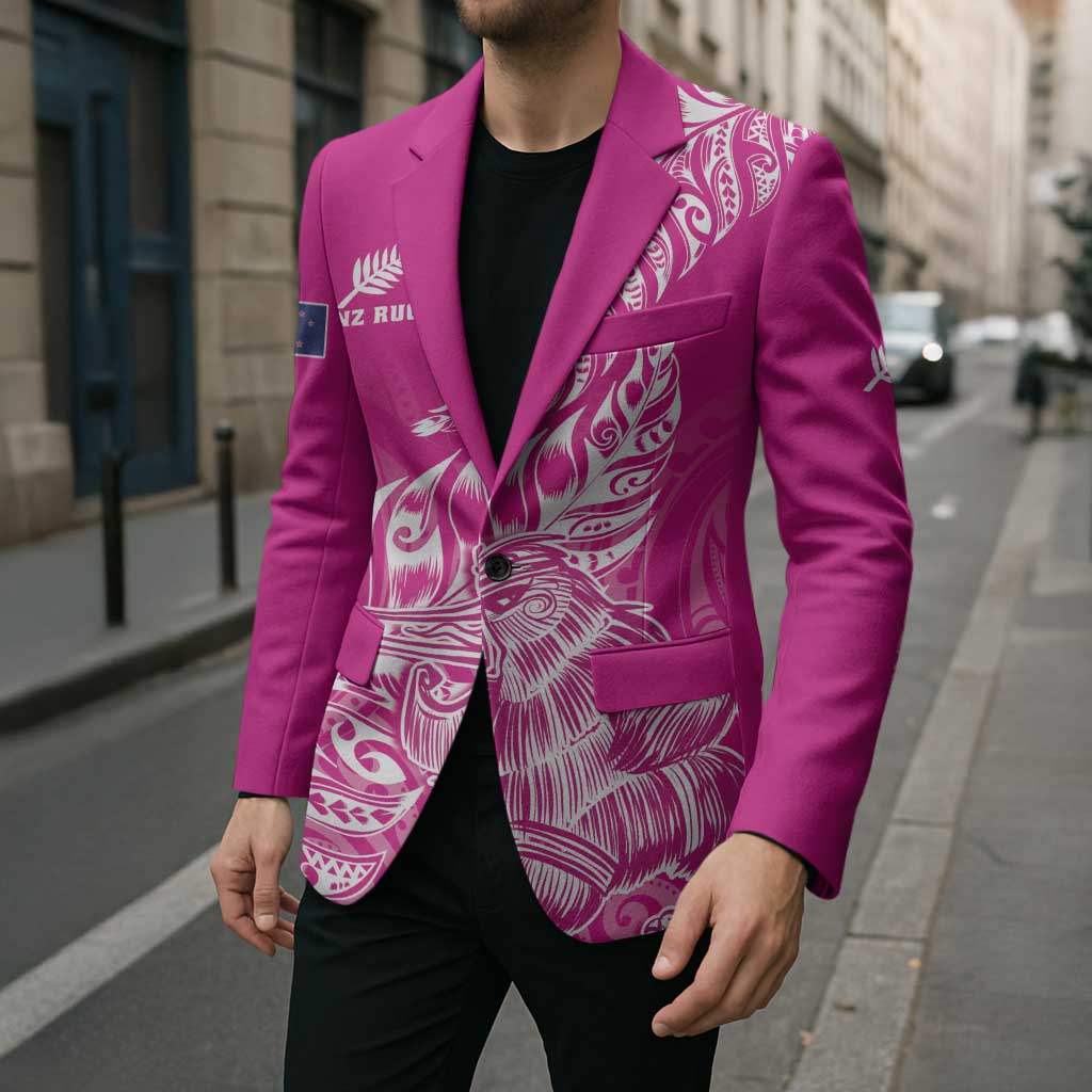 Custom New Zealand Rugby Silver Fern Blazer Aotearoa Kiwi Maori Pink Version - Wonder Print Shop