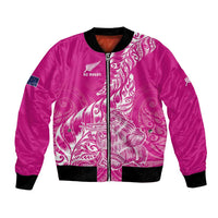 Custom New Zealand Rugby Silver Fern Bomber Jacket Aotearoa Kiwi Maori Pink Version - Wonder Print Shop