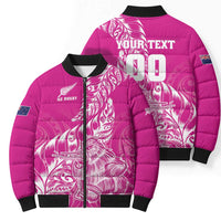 Custom New Zealand Rugby Silver Fern Bomber Puffer Jacket Aotearoa Kiwi Maori Pink Version - Wonder Print Shop