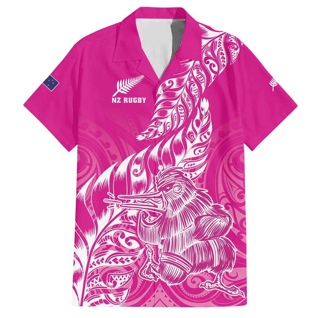 Custom New Zealand Rugby Silver Fern Hawaiian Shirt Aotearoa Kiwi Maori Pink Version - Wonder Print Shop