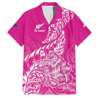 Custom New Zealand Rugby Silver Fern Hawaiian Shirt Aotearoa Kiwi Maori Pink Version - Wonder Print Shop