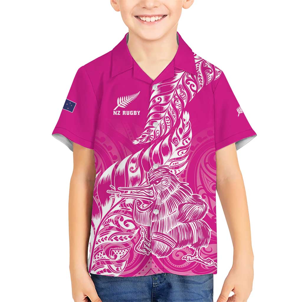 Custom New Zealand Rugby Silver Fern Hawaiian Shirt Aotearoa Kiwi Maori Pink Version - Wonder Print Shop