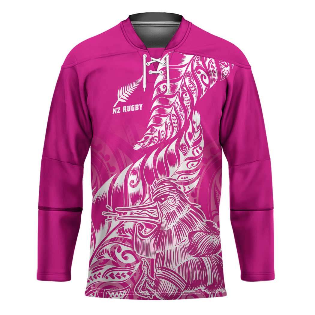 Custom New Zealand Rugby Silver Fern Hockey Jersey Aotearoa Kiwi Maori Pink Version - Wonder Print Shop