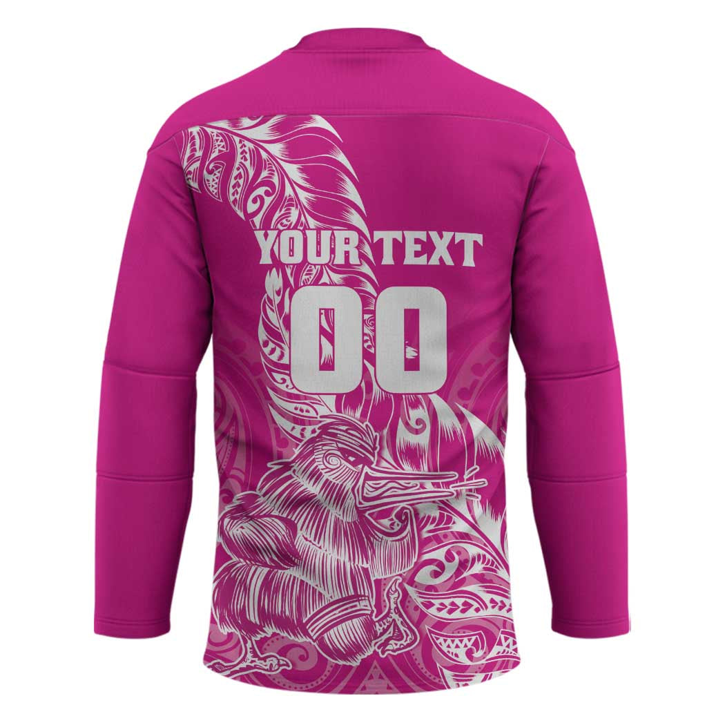 Custom New Zealand Rugby Silver Fern Hockey Jersey Aotearoa Kiwi Maori Pink Version - Wonder Print Shop