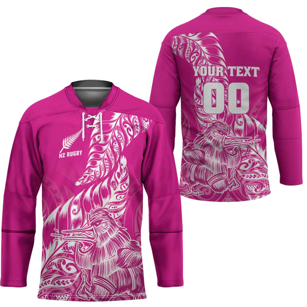 Custom New Zealand Rugby Silver Fern Hockey Jersey Aotearoa Kiwi Maori Pink Version - Wonder Print Shop