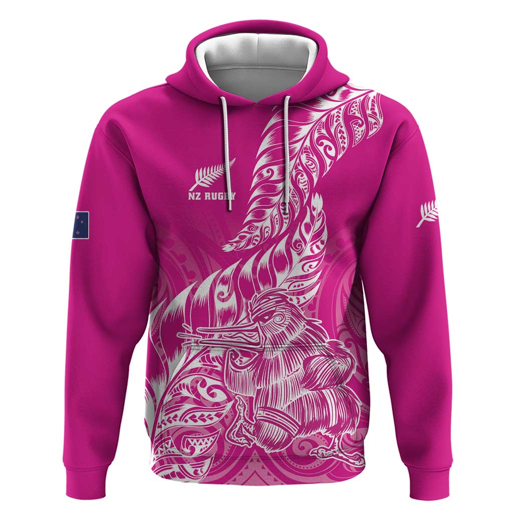 Custom New Zealand Rugby Silver Fern Hoodie Aotearoa Kiwi Maori Pink Version - Wonder Print Shop