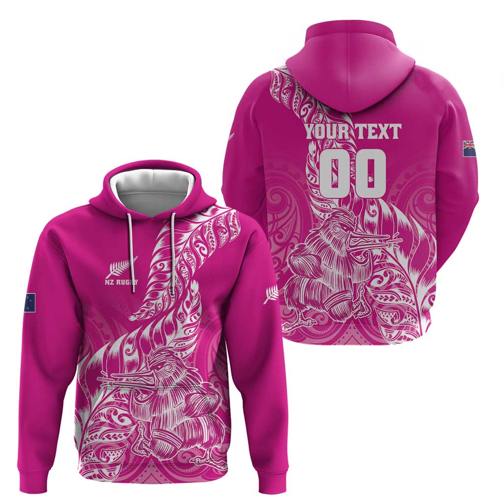 Custom New Zealand Rugby Silver Fern Hoodie Aotearoa Kiwi Maori Pink Version - Wonder Print Shop